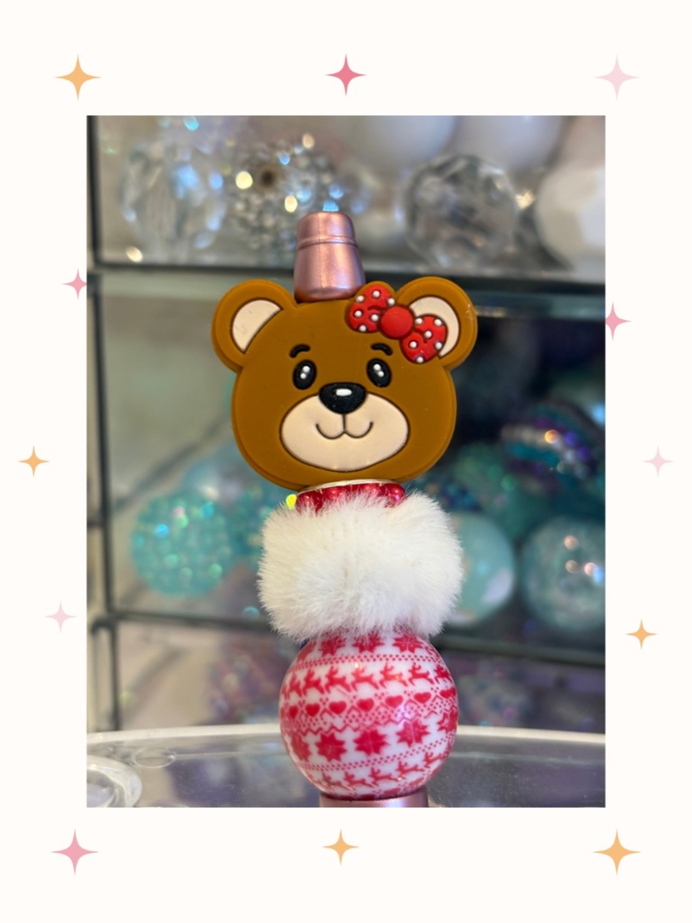 Handmade Winter Bear Beaded Pen